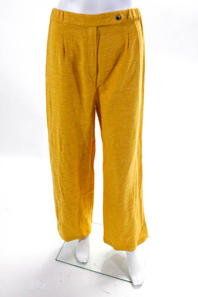 Roseanna Womens Boucle Mid Rise Wide Leg Pants Yellow Gold Size FR 40