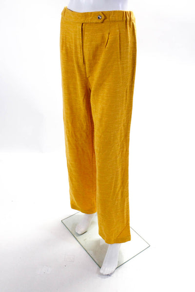 Roseanna Womens Boucle Mid Rise Wide Leg Pants Yellow Gold Size FR 40