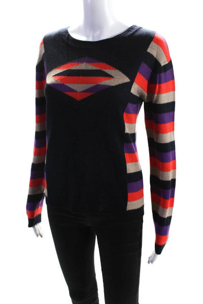 Marc By Marc Jacobs Womens Striped Crew Neck Sweater Red Purple Black Medium
