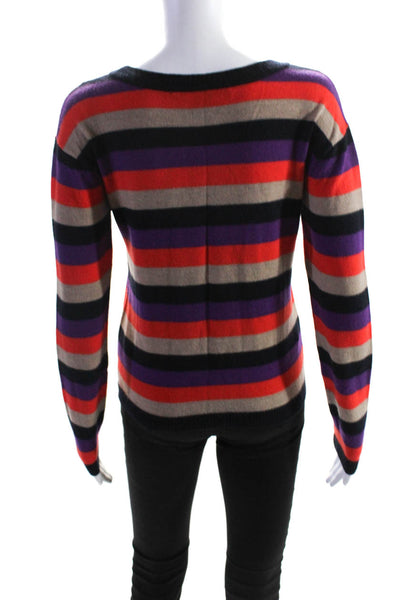 Marc By Marc Jacobs Womens Striped Crew Neck Sweater Red Purple Black Medium