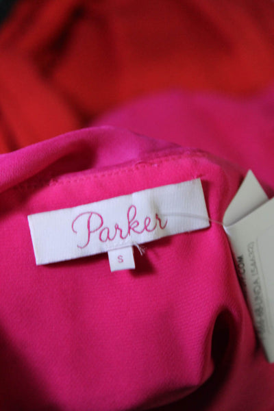 Parker Womens V Neck Spaghetti Strap Ruffle Tank Top Blouse Pink Size Small