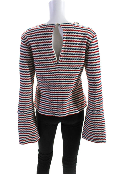 Hellessy Womens Cutout Keyhole Striped Sweater Red Blue White Size 10