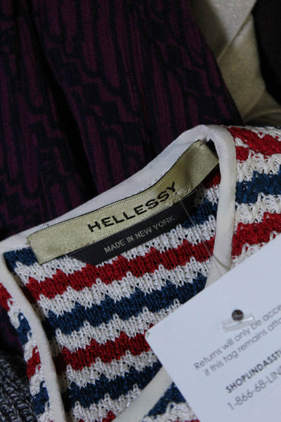 Hellessy Womens Cutout Keyhole Striped Sweater Red Blue White Size 10