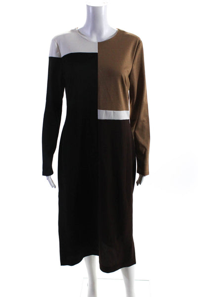 Slate & Willow Womens Joelle Knit Color Block Black Brown White Size Large