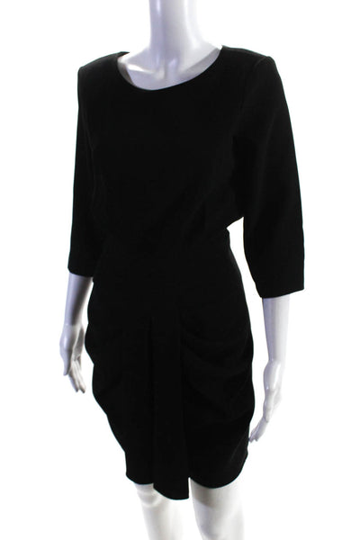Ba&Sh Women's Scoop Neck Long Sleeves Cinch Mini Dress Black Size XS