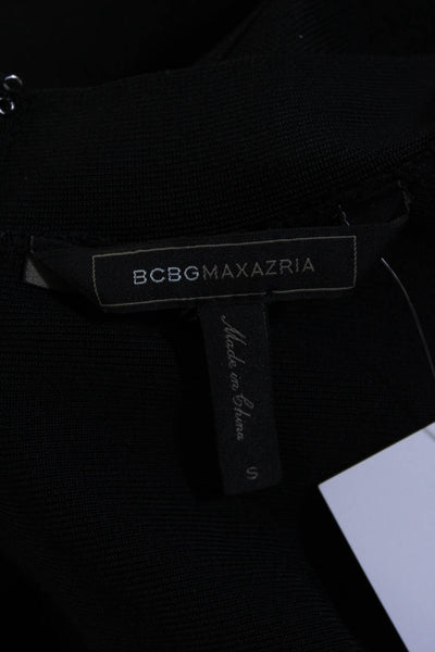 BCBGMAXAZRIA Womens Black Scoop Neck Zip Back Sleeveless Pencil Dress Size S