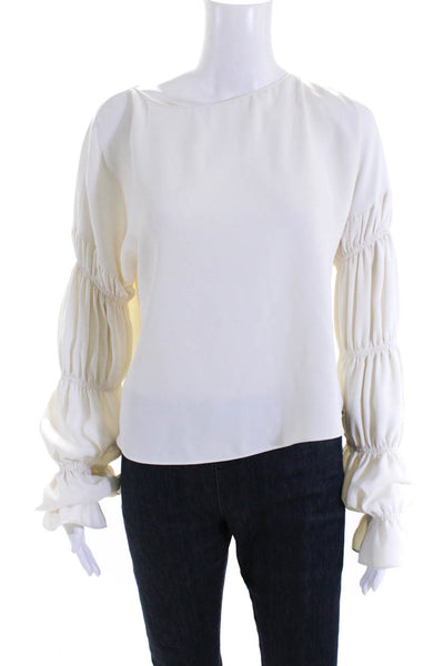 Amanda Uprichard Women's Gathered Long Sleeve Blouse White Size M