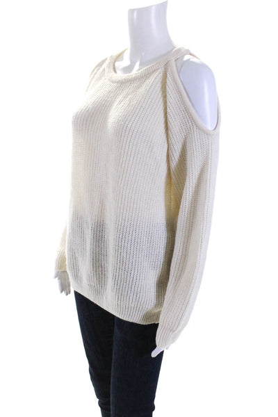 IRO Women's Long Sleeve Cold Shoulder Medium Knit Sweater Cream Size S