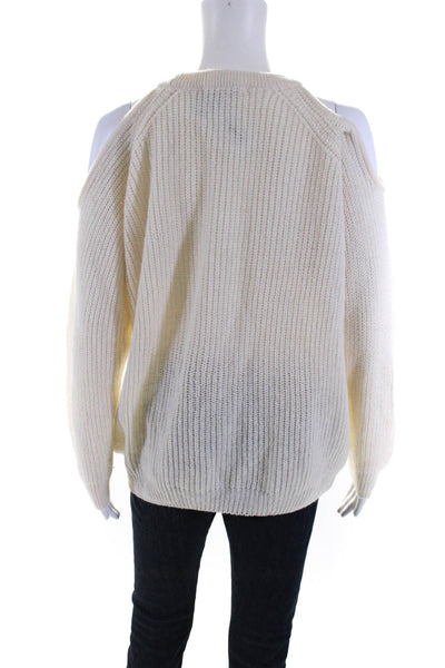IRO Women's Long Sleeve Cold Shoulder Medium Knit Sweater Cream Size S