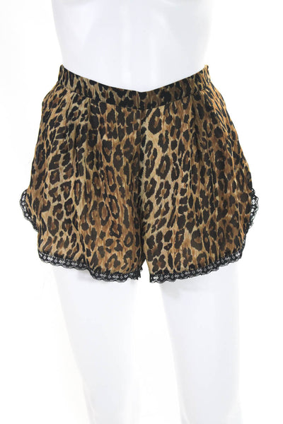 Lovers + Friends Womens Leopard Print Lace Casual Shorts Brown Black Size XS