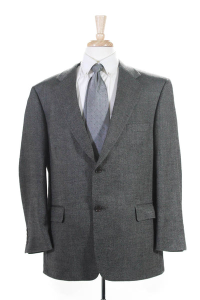 Oak Creek Mens Gray Textured Two Button Long Sleeve Blazer Jacket Size 44