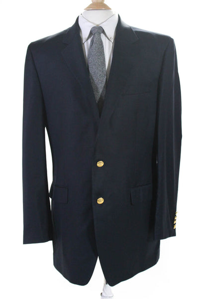 Lauren Ralph Lauren Men Navy Wool Two Button Long Sleeve Blazer Size 42L