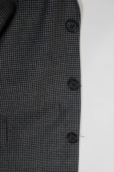 Gianfranco Ruffini Mens Gray Houndstooth Three Button Long Sleeve Blazer Size42R
