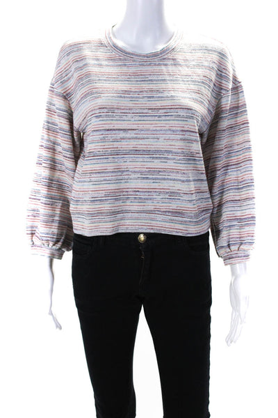Madewell Womens Cotton Striped Print Long Sleeve Cropped Top Multicolor Size M
