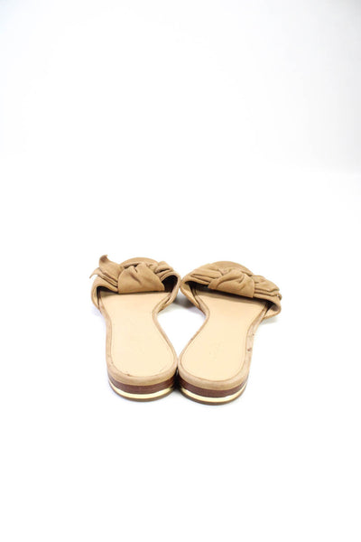 Michael Kors Women's Suede Bow Open Toe Slides Beige Size 7.5
