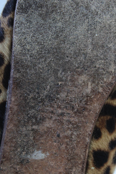 J Crew Women's Pointed Toe Leopard Print Ponyhair Slip On Flats Brown Size 7.5