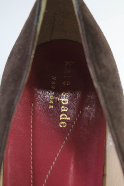 Kate Spade Women's Suede Round Toe Wedge Heels Brown Size 8