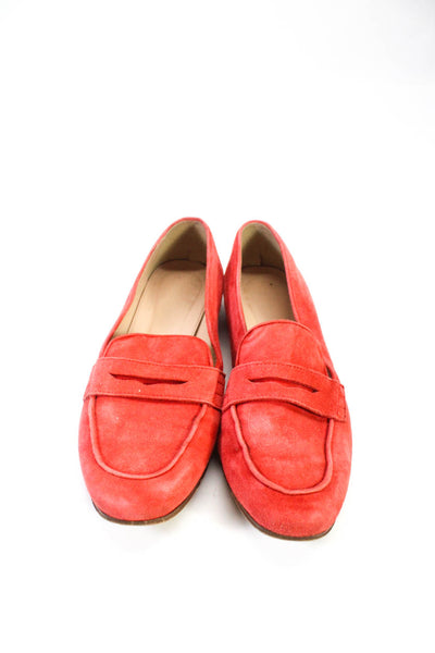 J Crew Women's Suede Round Toe Slip On Loafers Red Size 7.5