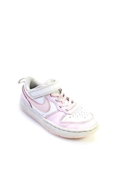 Nike Girls Leather Colorblock Slip On Hook & Loop Sneakers Pink White Size 12.5C