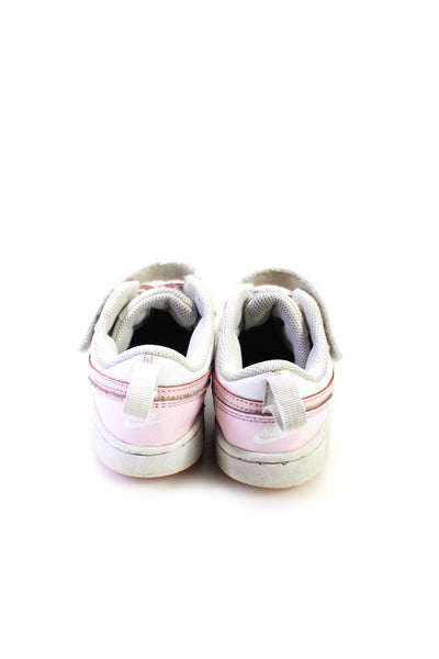 Nike Girls Leather Colorblock Slip On Hook & Loop Sneakers Pink White Size 12.5C