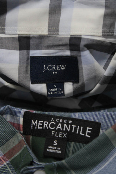J Crew Men's Collar Long Sleeves Button Down Gray Blue  Plaid Shirt Size S Lot 2