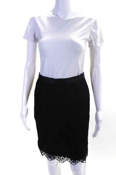 Escada Couture Womens Side Zip Knit Overlay Pencil Skirt Black Size IT 36