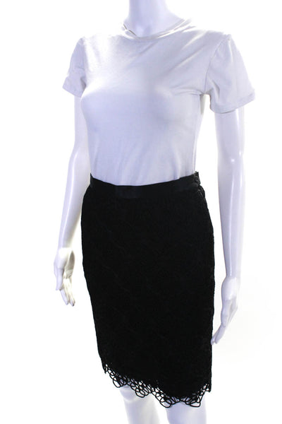 Escada Couture Womens Side Zip Knit Overlay Pencil Skirt Black Size IT 36