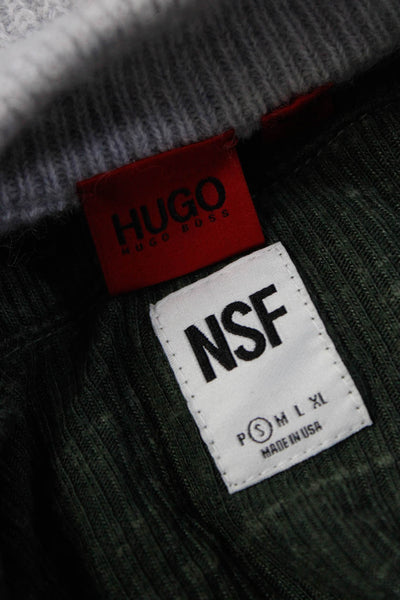 NSF Hugo Hugo Boss Womens Collared Shirt Ribbed Top Green Blue Small Lot 2