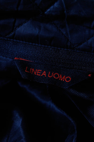 Linea Uomo Mens Two Button Zip Front Notched Lapel Jacket Gray Black Size 46L