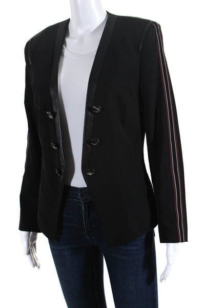 Briefly Womens Black Three Button V-Neck Long Sleeve Blazer Jacket Size 1