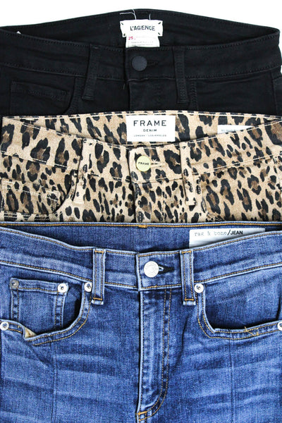 L'Agence Frame Rag & Bone Womens Black Ripped Skinny Jeans Size 25 24 Lot 3