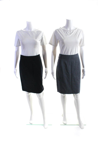 Theory Womens Back Zip Knee Length Pencil Skirts Navy Blue Wool Size 4 Lot 2