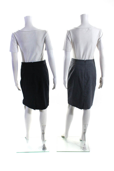 Theory Womens Back Zip Knee Length Pencil Skirts Navy Blue Wool Size 4 Lot 2