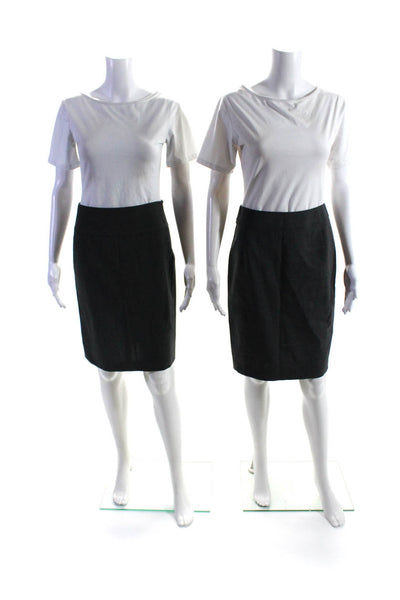Theory Womens Back Zip Knee Length Pencil Skirts Gray Wool Size 0 4 Lot 2
