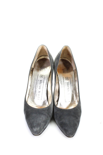 Bruno Magli Womens Vintage Pointed Toe Slip On Pumps Gray Suede Size 5AA