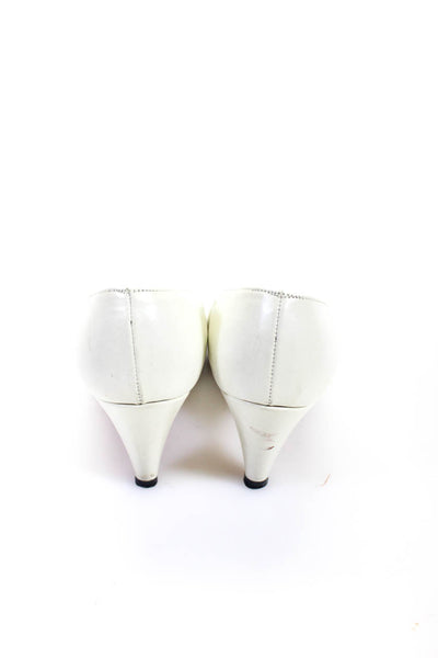 Delman Womens Vintage Almond Toe Slip On Pumps Ivory Leather Size 5AA