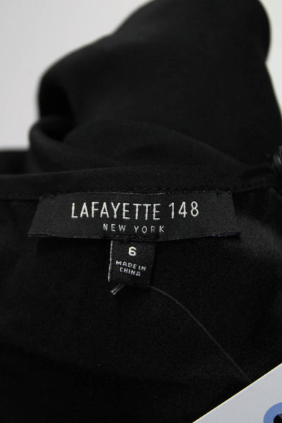 Lafayette 148 New York Women Silk Leaf Print Sleeveless Blouse Top Black Size 6