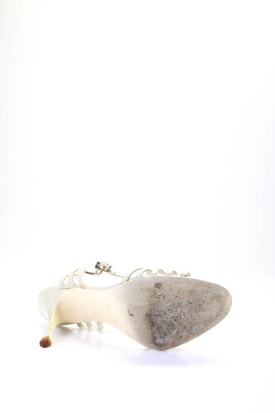 Giorgio Armani Womens Stiletto Strappy Sandals Gray Leather Size 36