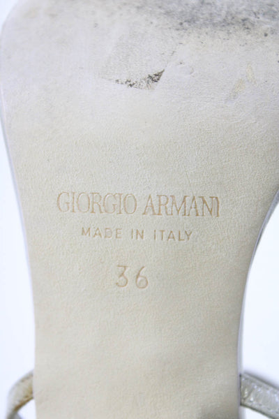 Giorgio Armani Womens Stiletto Strappy Sandals Gray Leather Size 36