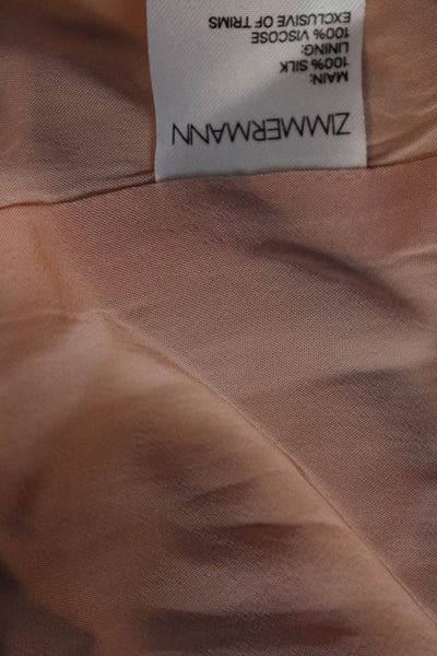 Zimmermann Women's Puff Sleeve V Neck Floral Print Corset Mini Dress Pink Size 1
