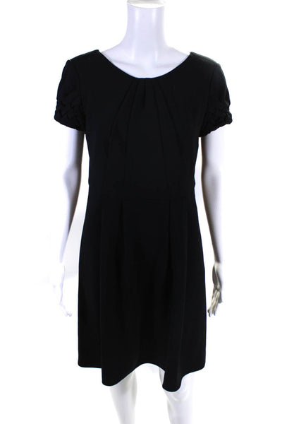 Giorgio Armani Womens Back Zip Woven Short Sleeve Crepe Shift Dress Black IT 40