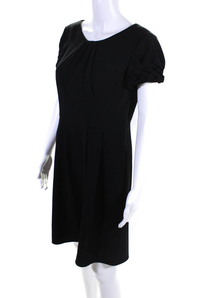 Giorgio Armani Womens Back Zip Woven Short Sleeve Crepe Shift Dress Black IT 40