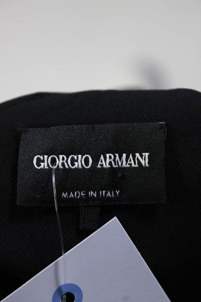 Giorgio Armani Womens Back Zip Woven Short Sleeve Crepe Shift Dress Black IT 40