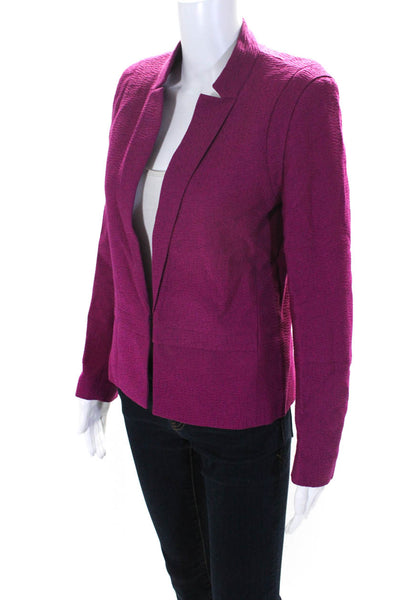 Sandro Womens Textured Notched Collar Hook Front Jacket Fuschia Pink Size S
