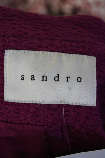 Sandro Womens Textured Notched Collar Hook Front Jacket Fuschia Pink Size S