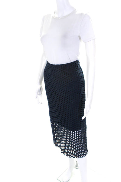 Sea Womens Circular Lace High Rise Midi Pencil Skirt Navy Size 4