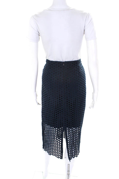 Sea Womens Circular Lace High Rise Midi Pencil Skirt Navy Size 4