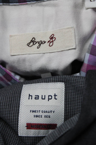 Borgo Haupt Mens Collared Button Up Dress Shirts Purple Size L Lot 2
