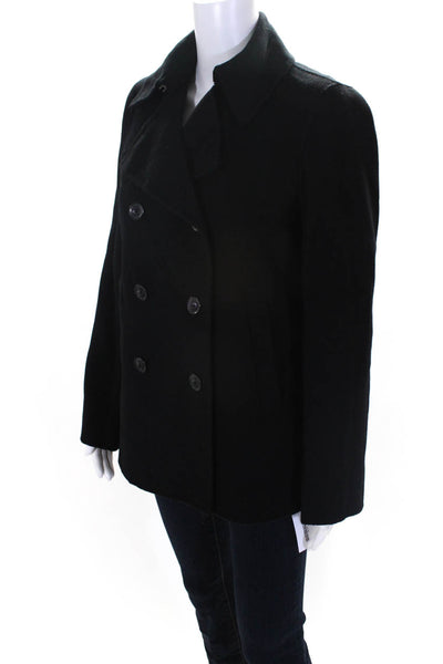 Vince Womens Double Breasted Pea Coat Black Wool Blend Size Extra Small