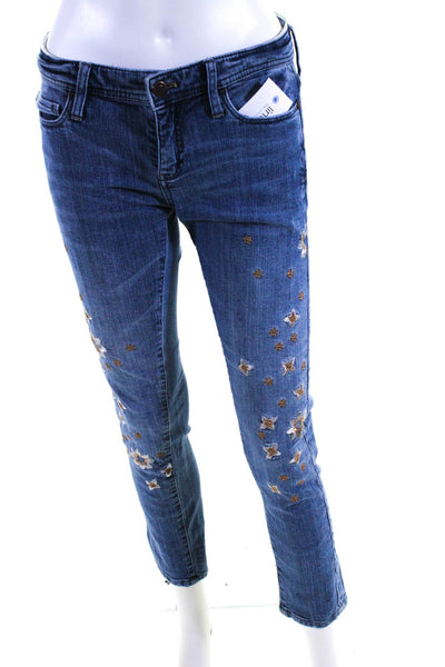 Pilcro and the Letterpress Anthropologie Women's Embroidered Jeans Blue Size 25